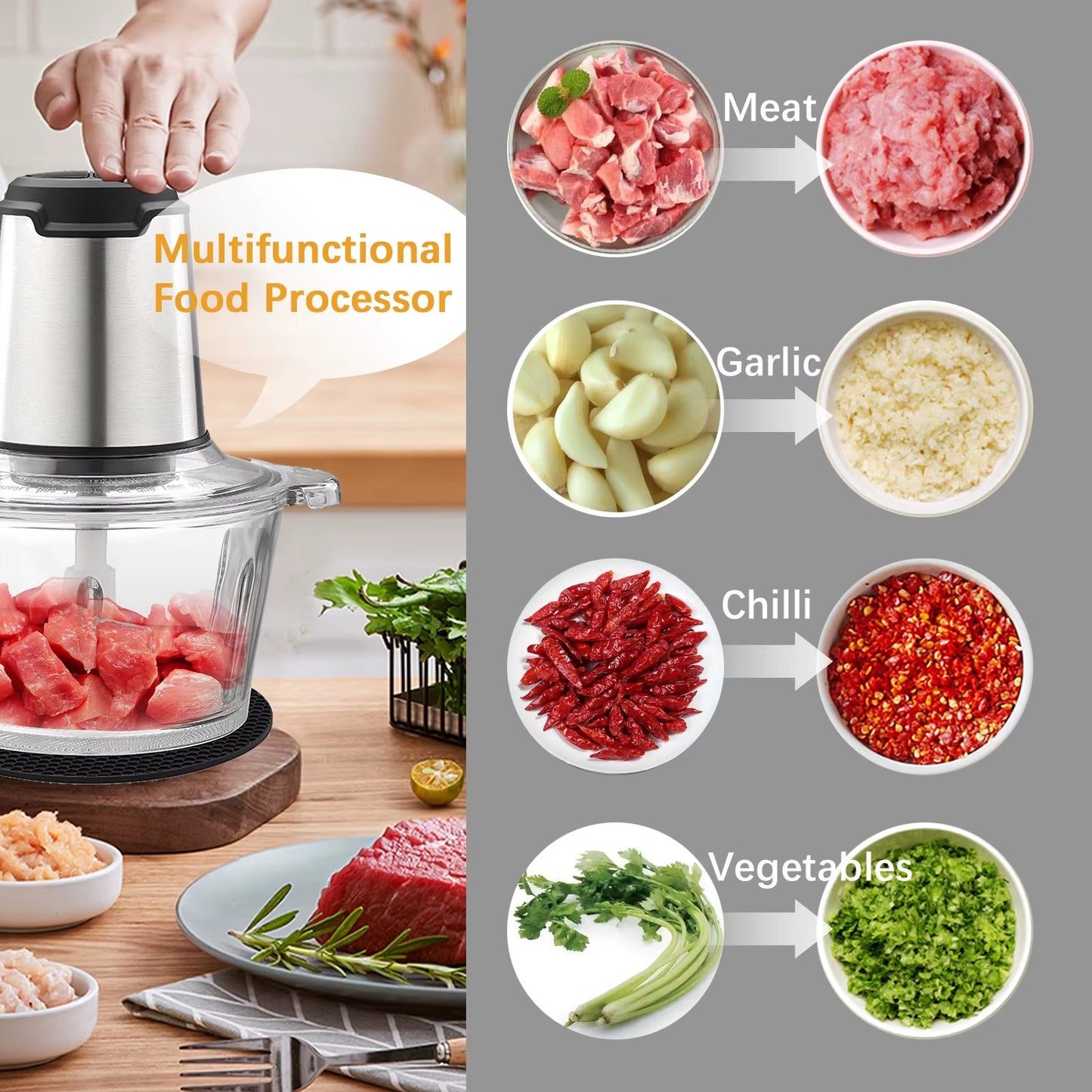 Electric Food Chopper – Quick & Easy Kitchen Prep Gadget
